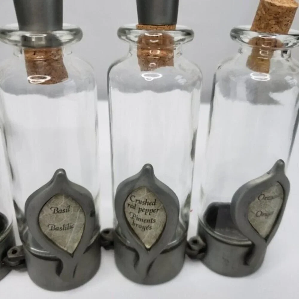 Unique Jars Spice Witchy Goth Silver Tone 6 Jars Kitchen Spells - Picture 5 of 16